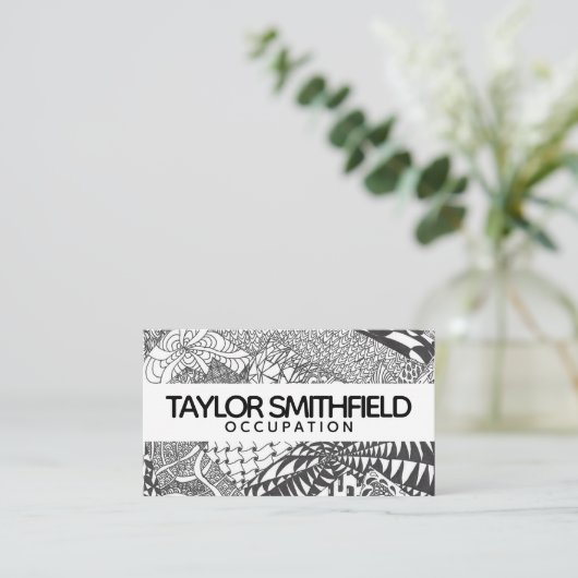 Door Zentangle® geïnspireerde kunst Visitekaartje (Staand voorkant)