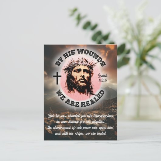 Door zijn wonden zijn we genezen Pasen Briefkaart (Staand voorkant)