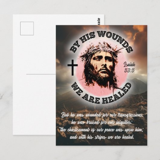 Door zijn wonden zijn we genezen Pasen Briefkaart (Voorkant / Achterkant)