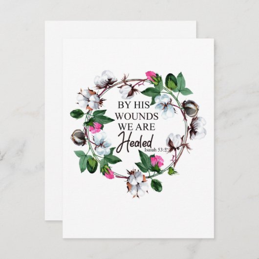 Door zijn wonden zijn we heet Isaiah 53:5 Briefkaart (Voorkant / Achterkant)