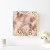 Doorbladert de Gouden Palm van Champaigne Metaal Vierkante Klok (Huis)