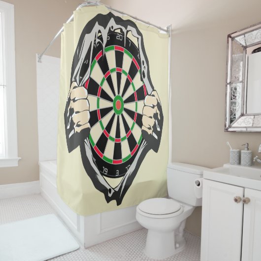 Doorbraak naar de Bullseye – Ultimate Dartboard Douchegordijn (In situ)