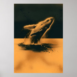 Doorbrekende Bultrugwalvis Amber Oceaan Kunst Poster