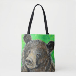 Doordacht bruin Beer schilderen Tote Bag