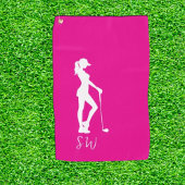 Doordacht Cadeau Roze dame golfer Golfhanddoek