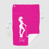 Doordacht Cadeau Roze dame golfer Golfhanddoek (Insitu)
