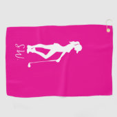 Doordacht Cadeau Roze dame golfer Golfhanddoek (Horizontaal)