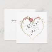 Doordacht Floral Heart Calligraphy Script Bedankkaart (Voorkant / Achterkant)