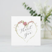 Doordacht Floral Heart Calligraphy Script Bedankkaart (Staand voorkant)