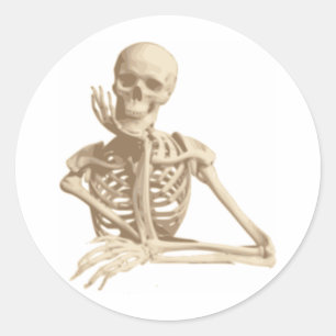 Doordacht skelet ronde sticker