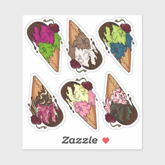 Doordacht Sweet Skull Ice Cream Sticker Set (Vel)
