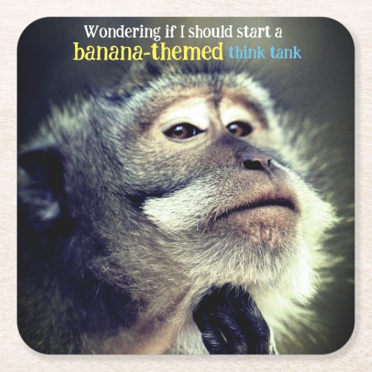Doordachte aap die grappig citaat denkt kartonnen onderzetters (Voorkant)
