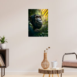 Doordachte chimpansee in het Oerwoud Poster