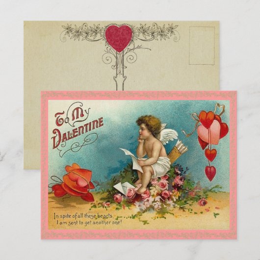 Doordachte Cupido Valentijn Briefkaart (Voorkant / Achterkant)