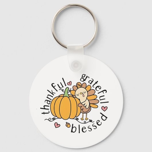 Doordachte dankbare gezegende Thanksgiving Grappig Sleutelhanger (Voorkant)
