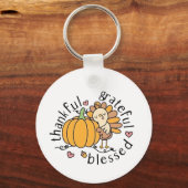 Doordachte dankbare gezegende Thanksgiving Grappig Sleutelhanger (Voorkant)