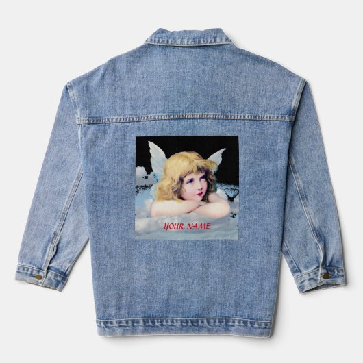 DOORDACHTE ENGEL AANGEPASTE NAAM JEAN JACKET (Achterkant)