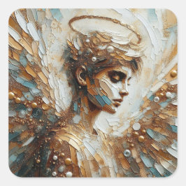 Doordachte Engel - Angel Series Art Collectie Vierkante Sticker