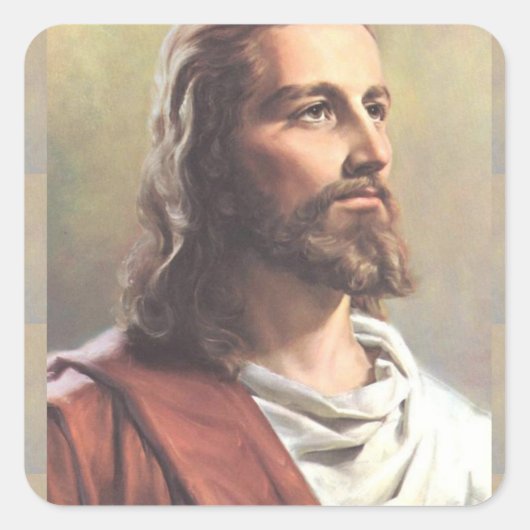 Doordachte Jezus Christus Briefpapier Envelop Vierkante Sticker (Voorkant)