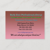 Doordachte vlinder vertrouwende verzorger visitekaartje (Achterkant)