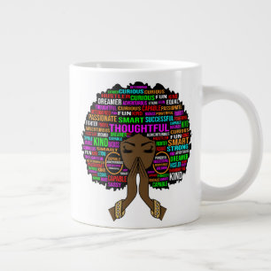 Doordachte zwarte Christelijke vrouw melanine moed Grote Koffiekop