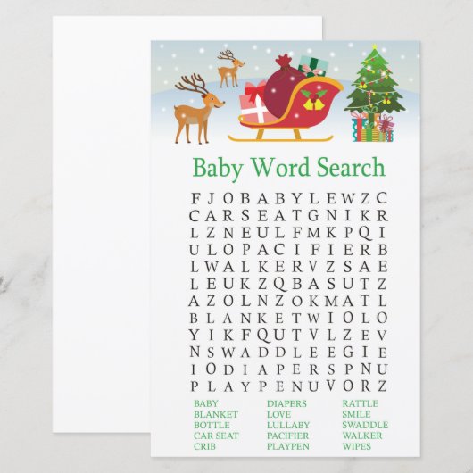 Doorder met cadeaus Baby shower Word Search (Voorkant / Achterkant)