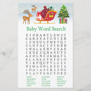 Doorder met cadeaus Baby shower Word Search