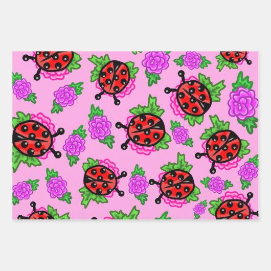 Doordopjes en paarse rozen voor het ompakken van v inpakpapier vel (Voorkant)