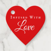 Doordrenkt met liefde rood hart bruiloft bedankjes labels (Voorkant)