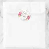 Doordrenkt met liefde roze bloemenbruiloft ronde sticker (Tas)