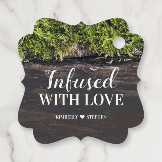 Doordrenkt met liefde rustieke bos bruiloft bedankjes labels (Achterkant)