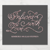 Doordrenkt met liefde zelfgemaakte bruiloft likeurfles etiket (Enkel label)