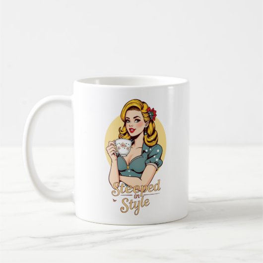 Doordrenkt van stijl Glamoureuze Retro Tea Drinker Koffiemok (Links)