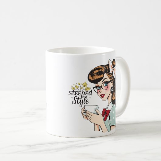 Doordrenkt van stijl Glamoureuze Retro Tea Drinker Koffiemok (Voorkant rechts)