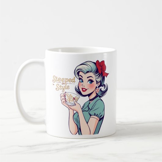 Doordrenkt van stijl Glamoureuze Retro Tea Drinker Koffiemok (Links)