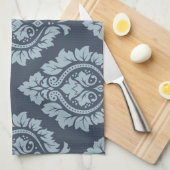 Doordringend DamasPatroonlicht op donkerblauw-grij Theedoek (Quarter Fold)