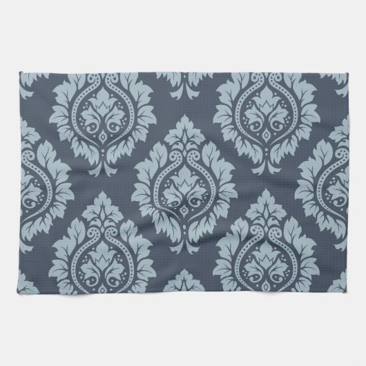 Doordringend DamasPatroonlicht op donkerblauw-grij Theedoek (Horizontaal)