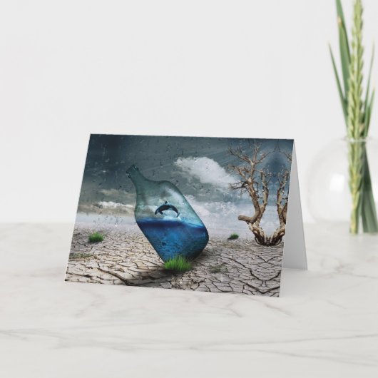 Doordringende walvis in de fles feestdagen kaart (Voorkant)