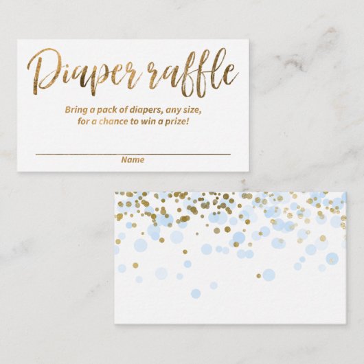 Doordrukblauw, gouden confetti boy baby shower informatiekaartje (Voorkant / Achterkant)