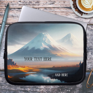 Doordrukhoes voor bergen met sneeuwklep laptop sleeve