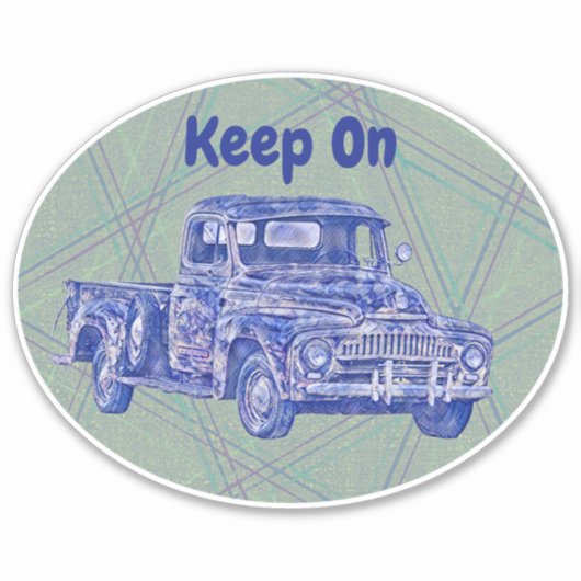 Doorgaan met Trucking Truck Art Oval Sticker (Voorkant)