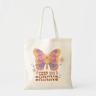 Doorgaan met vlindervlinder tote bag