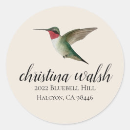 Doorgewinterd Hummingbird return address Ronde Sticker