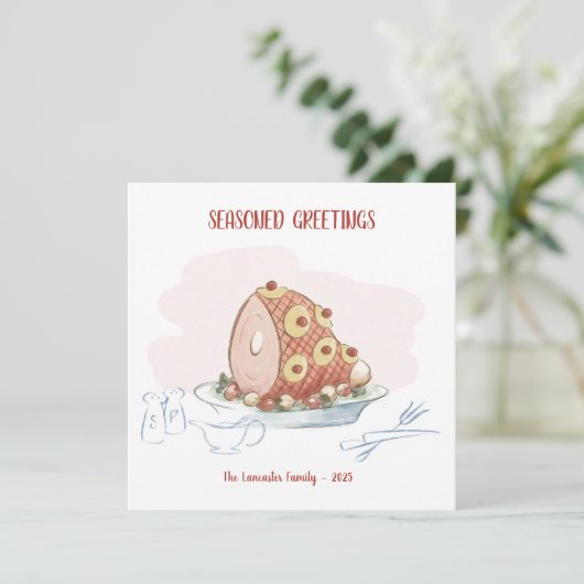 Doorgewinterde Groeten - Pineapple Glazed Ham Feestdagenkaart (Staand voorkant)