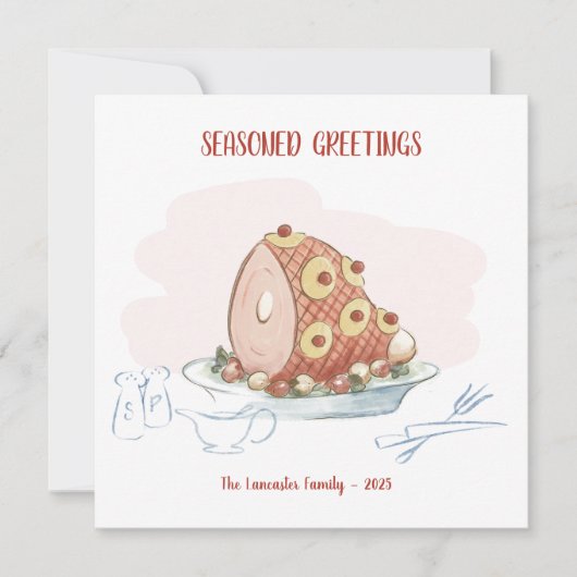 Doorgewinterde Groeten - Pineapple Glazed Ham Feestdagenkaart (Voorkant)