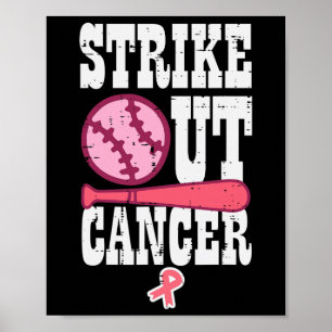 Doorhalen bij kanker Baseball Breast Cancer Bewust Poster
