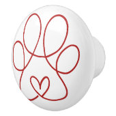 Doorlopende lijn Art Paw met hart Keramische Knop (Rechts)