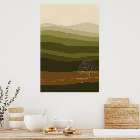 Doorlopende lijnboomillustratie poster (Keuken)