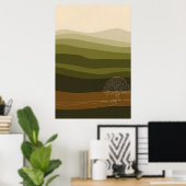 Doorlopende lijnboomillustratie poster (Thuiskantoor)