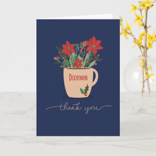 Doorman Dank u Kerstmis Poinsettias Kaart (Gele Bloem)
